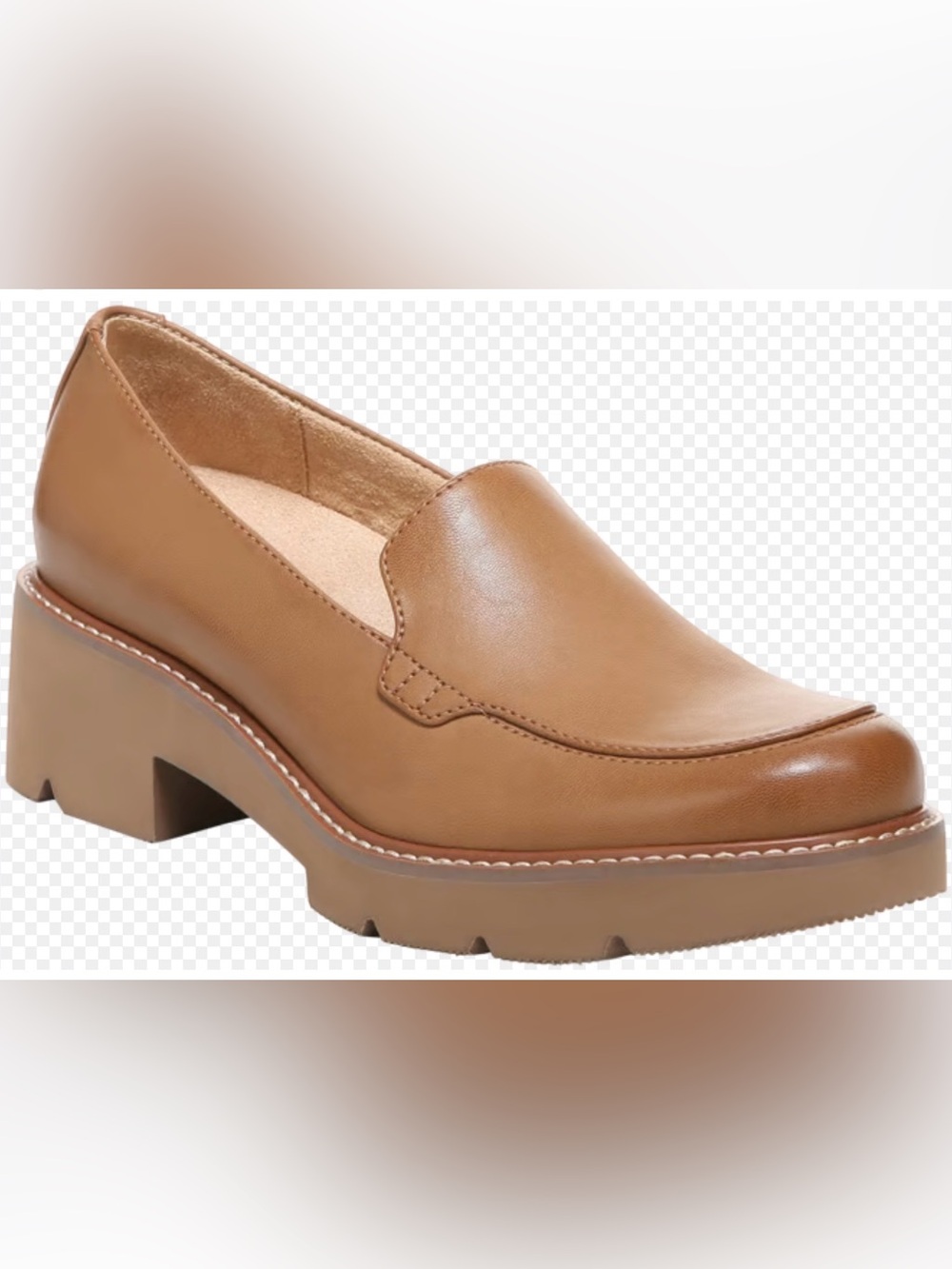 Naturalizer Women's Tan Leather Chunky Heel Loafer